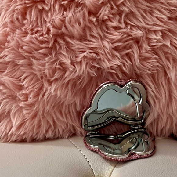 NEW Coach Pink Silver Glitter Butterfly Compact Dual Sided Mirror - Picture 15 of 16